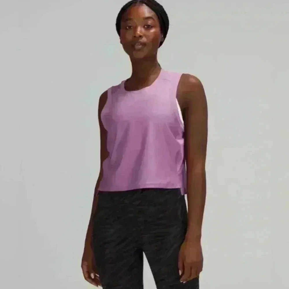 269. Lululemon‎ Mesh Back Cropped Train purpleTank Top sz 6